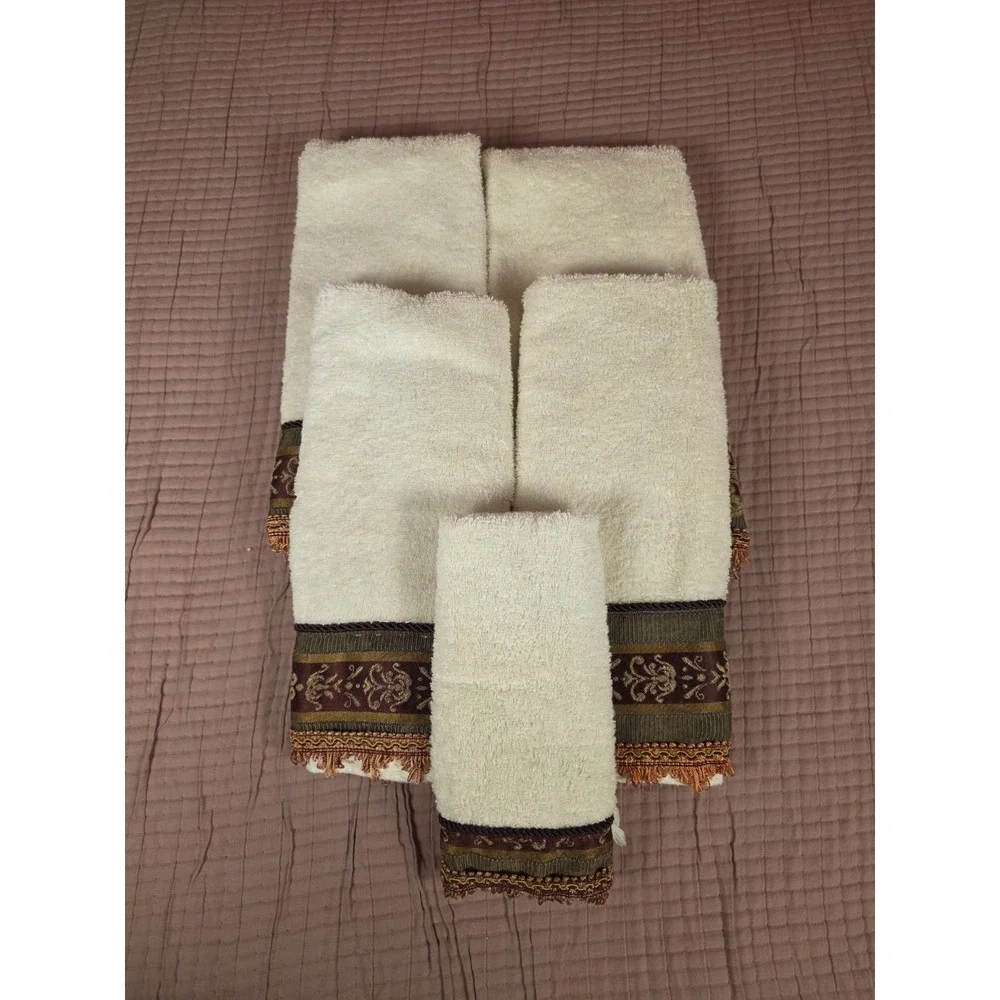 Croscill Multicolor 5Pc Towel Set Bath Hand Fingertip Tassel Fancy